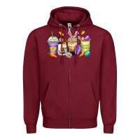 Burgundy easter day coffee cups Zipper Hoodie - Zillion Design Studio