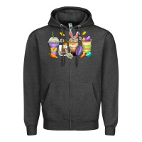 Charcoal Heather easter day coffee cups Zipper Hoodie - Zillion Design Studio