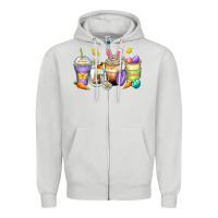 Dove Grey easter day coffee cups Zipper Hoodie - Zillion Design Studio