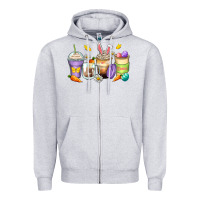 Heather Grey easter day coffee cups Zipper Hoodie - Zillion Design Studio