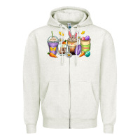 Oatmeal Heather easter day coffee cups Zipper Hoodie - Zillion Design Studio