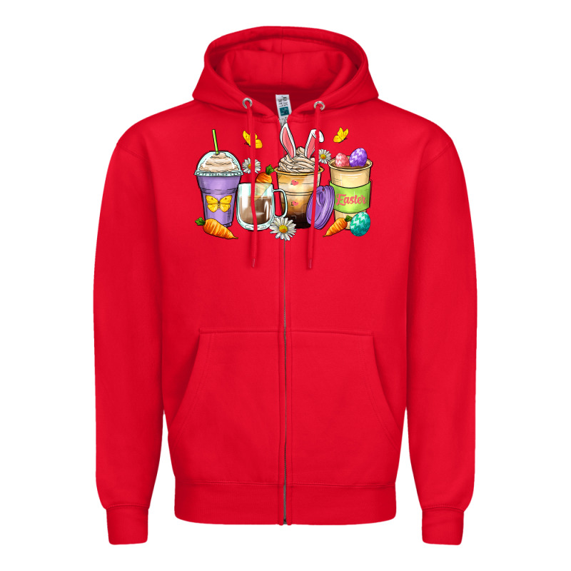 Easter Day Coffee Cups Zipper Hoodie by Zillion Design Studio | Teevron