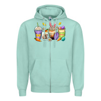 Seafoam easter day coffee cups Zipper Hoodie - Zillion Design Studio