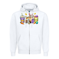 White easter day coffee cups Zipper Hoodie - Zillion Design Studio
