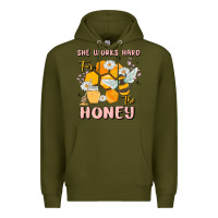 She Works Hard For The Honey Premium Hoodie | Teevron