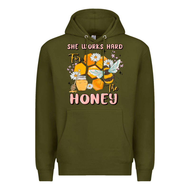 She Works Hard For The Honey Premium Hoodie by MaliasSmallBusiness | Teevron