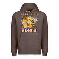 Coffee she works hard for the honey Premium Hoodie - MaliasSmallBusiness
