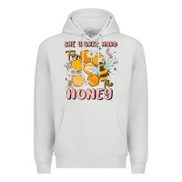 Dove Grey she works hard for the honey Premium Hoodie - MaliasSmallBusiness