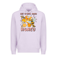 Lilac she works hard for the honey Premium Hoodie - MaliasSmallBusiness