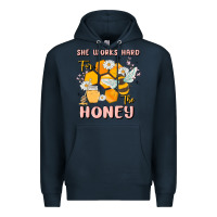 Navy she works hard for the honey Premium Hoodie - MaliasSmallBusiness