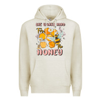 Oatmeal Heather she works hard for the honey Premium Hoodie - MaliasSmallBusiness