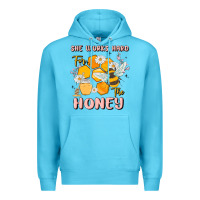 Ocean Blue she works hard for the honey Premium Hoodie - MaliasSmallBusiness