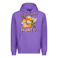 Purple she works hard for the honey Premium Hoodie - MaliasSmallBusiness