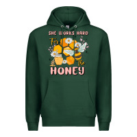 Sports Green she works hard for the honey Premium Hoodie - MaliasSmallBusiness
