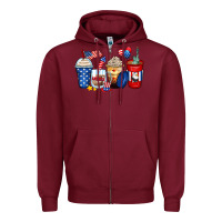 Burgundy 4th of july coffee cups Zipper Hoodie - Zillion Design Studio