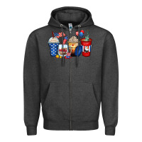 Charcoal Heather 4th of july coffee cups Zipper Hoodie - Zillion Design Studio