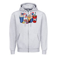 Heather Grey 4th of july coffee cups Zipper Hoodie - Zillion Design Studio