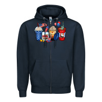 Navy 4th of july coffee cups Zipper Hoodie - Zillion Design Studio