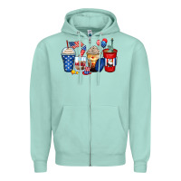 Seafoam 4th of july coffee cups Zipper Hoodie - Zillion Design Studio