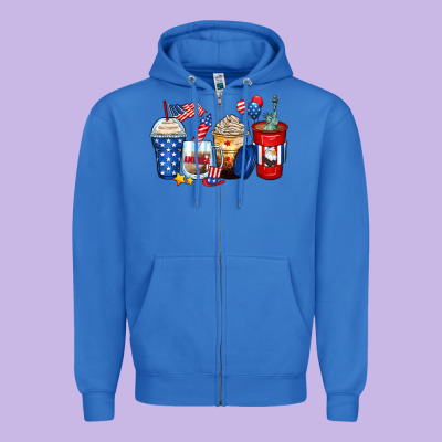 4th Of July Coffee Cups Zipper Hoodie Designed By Zillion Design Studio
