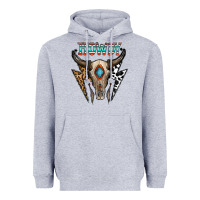 Heather Grey howdy boho skull Heavyweight Hoodie - CowhideDigitalArt