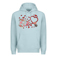 Blue Mist valentine's day stethoscope Premium Hoodie - MaliasSmallBusiness