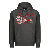 Charcoal Heather valentine's day stethoscope Premium Hoodie - MaliasSmallBusiness