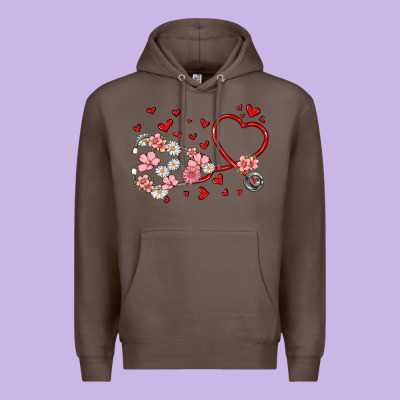 Valentine's Day Stethoscope Premium Hoodie Designed By Maliassmallbusiness