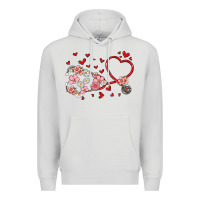 Dove Grey valentine's day stethoscope Premium Hoodie - MaliasSmallBusiness