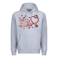 Heather Grey valentine's day stethoscope Premium Hoodie - MaliasSmallBusiness