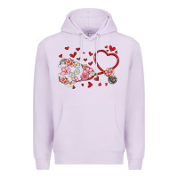 Lilac valentine's day stethoscope Premium Hoodie - MaliasSmallBusiness