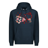 Navy valentine's day stethoscope Premium Hoodie - MaliasSmallBusiness
