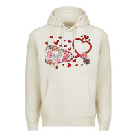 Oatmeal Heather valentine's day stethoscope Premium Hoodie - MaliasSmallBusiness