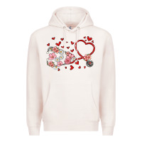 Pale Pink valentine's day stethoscope Premium Hoodie - MaliasSmallBusiness