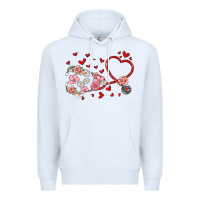 White valentine's day stethoscope Premium Hoodie - MaliasSmallBusiness
