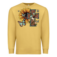 Antique Gold leopard cross sunflower butterfly Premium Sweatshirt - JahusDesignShop