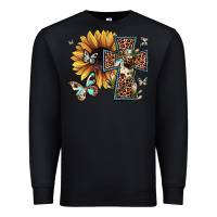 Black leopard cross sunflower butterfly Premium Sweatshirt - JahusDesignShop