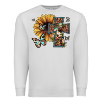 Dove Grey leopard cross sunflower butterfly Premium Sweatshirt - JahusDesignShop