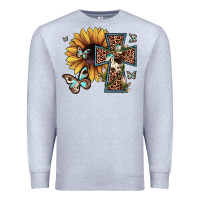 Heather Grey leopard cross sunflower butterfly Premium Sweatshirt - JahusDesignShop