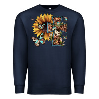 Navy leopard cross sunflower butterfly Premium Sweatshirt - JahusDesignShop