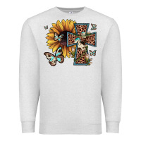 Oatmeal Heather leopard cross sunflower butterfly Premium Sweatshirt - JahusDesignShop