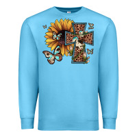 Ocean Blue leopard cross sunflower butterfly Premium Sweatshirt - JahusDesignShop