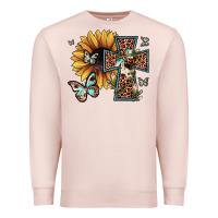 Pale Pink leopard cross sunflower butterfly Premium Sweatshirt - JahusDesignShop