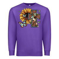 Purple leopard cross sunflower butterfly Premium Sweatshirt - JahusDesignShop