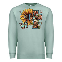 Seafoam leopard cross sunflower butterfly Premium Sweatshirt - JahusDesignShop