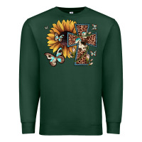Sports Green leopard cross sunflower butterfly Premium Sweatshirt - JahusDesignShop