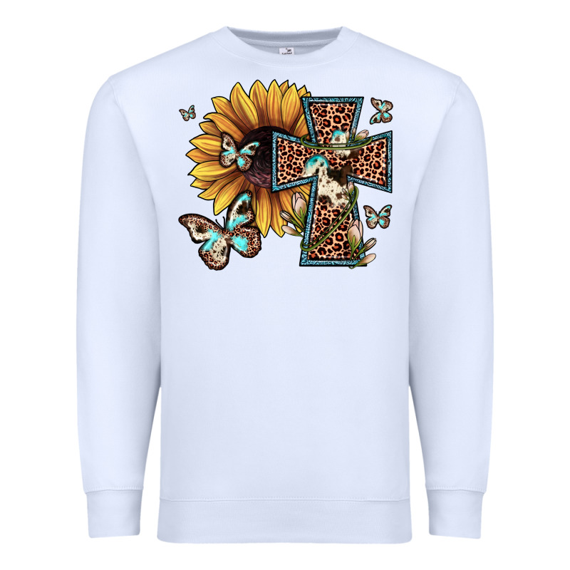 Leopard Cross Sunflower Butterfly Premium Sweatshirt by JahusDesignShop | Teevron