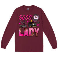 Burgundy boss lady Long Sleeve Tee - texasbilliewilder