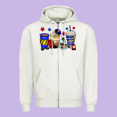 Police Coffee Cups Zipper Hoodie Designed By Zillion Design Studio