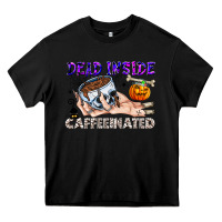 Black Dead Inside Caffeinated Heavy Core Tee - CowhideDigitalArt
